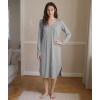 GYS Bamboo Viscose Nightgowns for Women, Soft Long Sleeve V Neck Night Shirts Sleepwear, Below the Knee Long Nightgown Pajama(Heather Grey)