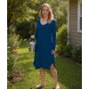 GYS Bamboo Viscose Nightgowns for Women, Soft Long Sleeve V Neck Night Shirts Sleepwear, Below the Knee Long Nightgown Pajama(Ink Blue)