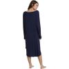 GYS Bamboo Viscose Nightgowns for Women, Soft Long Sleeve V Neck Night Shirts Sleepwear, Below the Knee Long Nightgown Pajama(Navy)