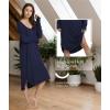 GYS Bamboo Viscose Nightgowns for Women, Soft Long Sleeve V Neck Night Shirts Sleepwear, Below the Knee Long Nightgown Pajama(Navy)