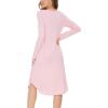 GYS Bamboo Viscose Nightgowns for Women, Soft Long Sleeve V Neck Night Shirts Sleepwear, Below the Knee Long Nightgown Pajama(Pink)