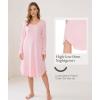 GYS Bamboo Viscose Nightgowns for Women, Soft Long Sleeve V Neck Night Shirts Sleepwear, Below the Knee Long Nightgown Pajama(Pink)