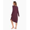 GYS Bamboo Viscose Nightgowns for Women, Soft Long Sleeve V Neck Night Shirts Sleepwear, Below the Knee Long Nightgown Pajama(Prune Purple)