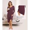 GYS Bamboo Viscose Nightgowns for Women, Soft Long Sleeve V Neck Night Shirts Sleepwear, Below the Knee Long Nightgown Pajama(Prune Purple)