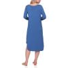 GYS Bamboo Viscose Nightgowns for Women, Soft Long Sleeve V Neck Night Shirts Sleepwear, Below the Knee Long Nightgown Pajama(Prussian Blue)