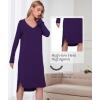 GYS Bamboo Viscose Nightgowns for Women, Soft Long Sleeve V Neck Night Shirts Sleepwear, Below the Knee Long Nightgown Pajama(Purple)
