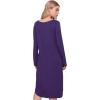GYS Bamboo Viscose Nightgowns for Women, Soft Long Sleeve V Neck Night Shirts Sleepwear, Below the Knee Long Nightgown Pajama(Purple)