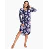 GYS Bamboo Viscose Nightgowns for Women, Soft Long Sleeve V Neck Night Shirts Sleepwear, Below the Knee Long Nightgown Pajama(Purple Floral)