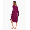 GYS Bamboo Viscose Nightgowns for Women, Soft Long Sleeve V Neck Night Shirts Sleepwear, Below the Knee Long Nightgown Pajama(Purplish Red)