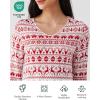 GYS Bamboo Viscose Nightgowns for Women, Soft Long Sleeve V Neck Night Shirts Sleepwear, Below the Knee Long Nightgown Pajama(Red Elk)