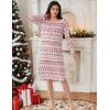 GYS Bamboo Viscose Nightgowns for Women, Soft Long Sleeve V Neck Night Shirts Sleepwear, Below the Knee Long Nightgown Pajama(Red Elk)