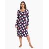GYS Bamboo Viscose Nightgowns for Women, Soft Long Sleeve V Neck Night Shirts Sleepwear, Below the Knee Long Nightgown Pajama(Santa Claus Navy)