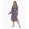 GYS Bamboo Viscose Nightgowns for Women, Soft Long Sleeve V Neck Night Shirts Sleepwear, Below the Knee Long Nightgown Pajama(Santa Claus Navy)