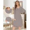 GYS Bamboo Viscose Nightgowns for Women, Soft Long Sleeve V Neck Night Shirts Sleepwear, Below the Knee Long Nightgown Pajama(Taupe)