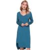 GYS Bamboo Viscose Nightgowns for Women, Soft Long Sleeve V Neck Night Shirts Sleepwear, Below the Knee Long Nightgown Pajama(Teal Blue)