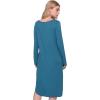 GYS Bamboo Viscose Nightgowns for Women, Soft Long Sleeve V Neck Night Shirts Sleepwear, Below the Knee Long Nightgown Pajama(Teal Blue)