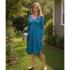 GYS Bamboo Viscose Nightgowns for Women, Soft Long Sleeve V Neck Night Shirts Sleepwear, Below the Knee Long Nightgown Pajama(Teal Blue)