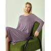 GYS Bamboo Viscose Nightgowns for Women, Soft Long Sleeve V Neck Night Shirts Sleepwear, Below the Knee Long Nightgown Pajama(Violet)