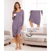 GYS Bamboo Viscose Nightgowns for Women, Soft Long Sleeve V Neck Night Shirts Sleepwear, Below the Knee Long Nightgown Pajama(Violet)