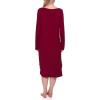 GYS Bamboo Viscose Nightgowns for Women, Soft Long Sleeve V Neck Night Shirts Sleepwear, Below the Knee Long Nightgown Pajama(Wine)