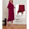GYS Bamboo Viscose Nightgowns for Women, Soft Long Sleeve V Neck Night Shirts Sleepwear, Below the Knee Long Nightgown Pajama(Wine)