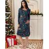 GYS Bamboo Viscose Nightgowns for Women, Soft Long Sleeve V Neck Night Shirts Sleepwear, Below the Knee Long Nightgown Pajama(Xmas Chaos)