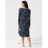 GYS Bamboo Viscose Nightgowns for Women, Soft Long Sleeve V Neck Night Shirts Sleepwear, Below the Knee Long Nightgown Pajama(Xmas Chaos)