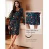 GYS Bamboo Viscose Nightgowns for Women, Soft Long Sleeve V Neck Night Shirts Sleepwear, Below the Knee Long Nightgown Pajama(Xmas Chaos)