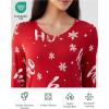 GYS Bamboo Viscose Nightgowns for Women, Soft Long Sleeve V Neck Night Shirts Sleepwear, Below the Knee Long Nightgown Pajama(Xmas Red)