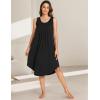 GYS Bamboo Viscose Nightgowns for Women Soft Sleeveless Pleated Night Dress(Black)
