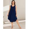 GYS Bamboo Viscose Nightgowns for Women Soft Sleeveless Pleated Night Dress(Navy)