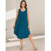 GYS Bamboo Viscose Nightgowns for Women Soft Sleeveless Pleated Night Dress(Peacock Blue)