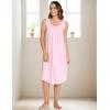 GYS Bamboo Viscose Nightgowns for Women Soft Sleeveless Pleated Night Dress(Pink)