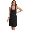 GYS Bamboo Viscose Sleeveless Nightgowns for Women V-neck Wide Strap Sleep Shirt(Black)
