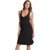 GYS Bamboo Viscose Sleeveless Nightgowns for Women V-neck Wide Strap Sleep Shirt(Black)