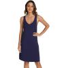 GYS Bamboo Viscose Sleeveless Nightgowns for Women V-neck Wide Strap Sleep Shirt(Navy)