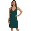 GYS Bamboo Viscose Sleeveless Nightgowns for Women V-neck Wide Strap Sleep Shirt(Peacock Green)