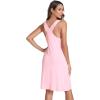 GYS Bamboo Viscose Sleeveless Nightgowns for Women V-neck Wide Strap Sleep Shirt(Pink)