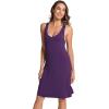 GYS Bamboo Viscose Sleeveless Nightgowns for Women V-neck Wide Strap Sleep Shirt(Purple)