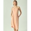 GYS Bamboo Viscose Slip Dress, Sleeveless Nightgown Sleepwear with Pockets, Spaghetti Strap Dresses for Women, Sleep Chemise(Beige)