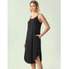 GYS Bamboo Viscose Slip Dress, Sleeveless Nightgown Sleepwear with Pockets, Spaghetti Strap Dresses for Women, Sleep Chemise(Black)