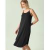 GYS Bamboo Viscose Slip Dress, Sleeveless Nightgown Sleepwear with Pockets, Spaghetti Strap Dresses for Women, Sleep Chemise(Black)