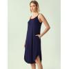 GYS Bamboo Viscose Slip Dress, Sleeveless Nightgown Sleepwear with Pockets, Spaghetti Strap Dresses for Women, Sleep Chemise(Navy)