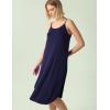 GYS Bamboo Viscose Slip Dress, Sleeveless Nightgown Sleepwear with Pockets, Spaghetti Strap Dresses for Women, Sleep Chemise(Navy)