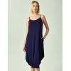 GYS Bamboo Viscose Slip Dress, Sleeveless Nightgown Sleepwear with Pockets, Spaghetti Strap Dresses for Women, Sleep Chemise(Navy)