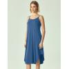GYS Bamboo Viscose Slip Dress, Sleeveless Nightgown Sleepwear with Pockets, Spaghetti Strap Dresses for Women, Sleep Chemise(Prussian Blue)