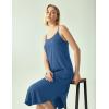 GYS Bamboo Viscose Slip Dress, Sleeveless Nightgown Sleepwear with Pockets, Spaghetti Strap Dresses for Women, Sleep Chemise(Prussian Blue)