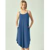 GYS Bamboo Viscose Slip Dress, Sleeveless Nightgown Sleepwear with Pockets, Spaghetti Strap Dresses for Women, Sleep Chemise(Prussian Blue)