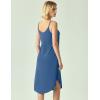 GYS Bamboo Viscose Slip Dress, Sleeveless Nightgown Sleepwear with Pockets, Spaghetti Strap Dresses for Women, Sleep Chemise(Prussian Blue)