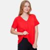GYS Bamboo Viscose T Shirts for Women, Soft Short Sleeve Pajama Shirt Lounge Top, Comfy Casual Tee(C- Red)